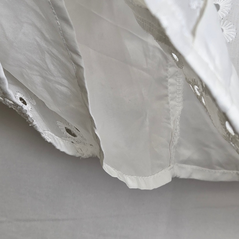 Kate Krasin Short Sleeve V-neck Eyelet Blouse, Cottage Spring Summer White Large - Picture 9 of 12